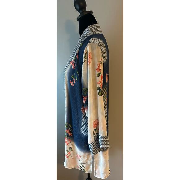Multiples Floral Kimono Jacket, Open Front, 3/4 Sleeves, Lightweight Large - Picture 4 of 6